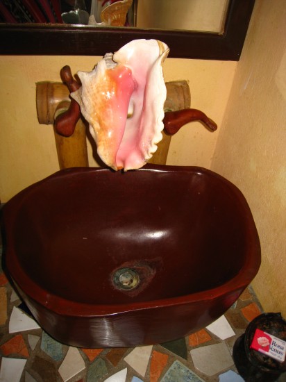Handmade sink using local materials, Ak'bol Eco Resort & Yoga Retreat